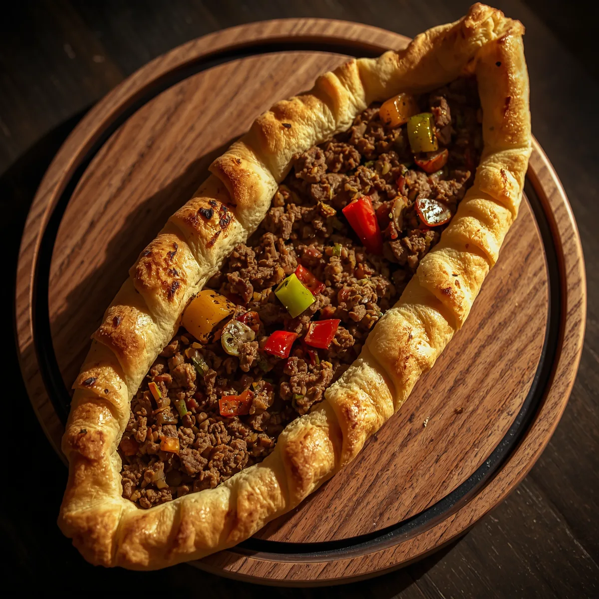 Kiymali (minced lamb & mixed peppers) Pide