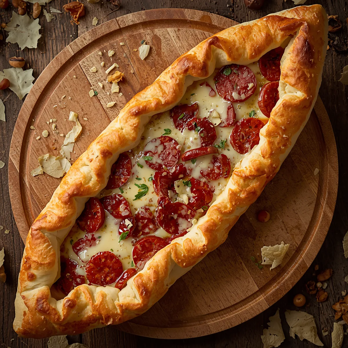 Sucuk Kasarli (sucuk and cheddar) Pide