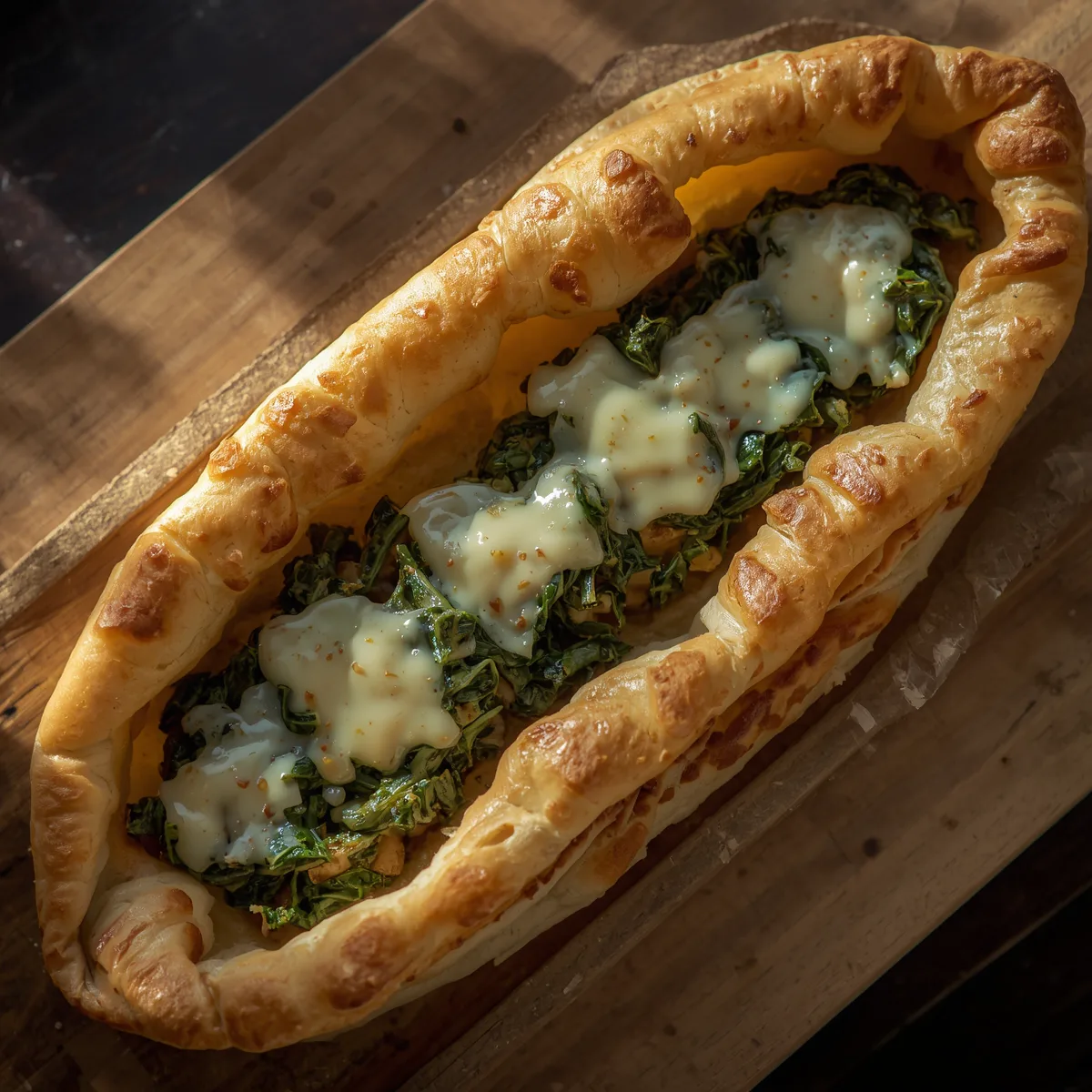 Ispanak Peynirli (spinach and cheese) Pide