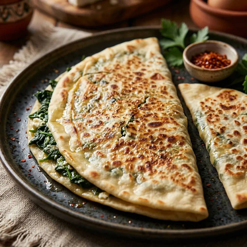 Spinach and cheese Gözleme