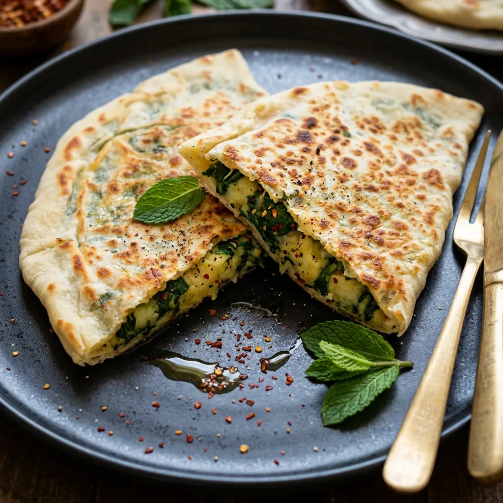 Spinach and potato Gözleme